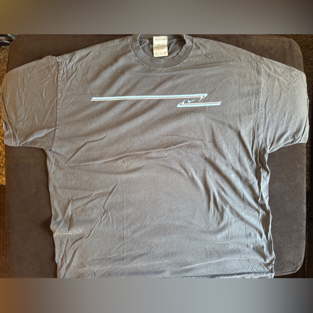 Nike Vintage Grey and Blue Swoosh Tee
